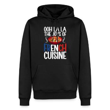 Cadeaux de cuisine française - Sweat à capuche Premium bio Homme - noir - Devant - Nico (187cm)