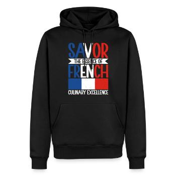 Cadeaux de cuisine française - Sweat à capuche Premium bio Homme - noir - Devant - Nico (187cm)
