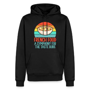Cadeaux culinaires français - Sweat à capuche Premium bio Homme - noir - Devant - Nico (187cm)