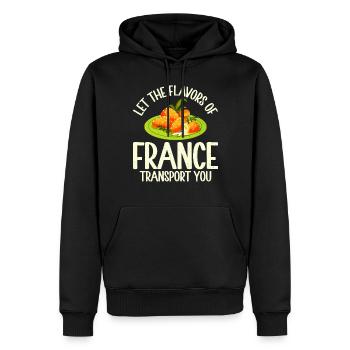 Cadeaux culinaires français - Sweat à capuche Premium bio Homme - noir - Devant - Nico (187cm)