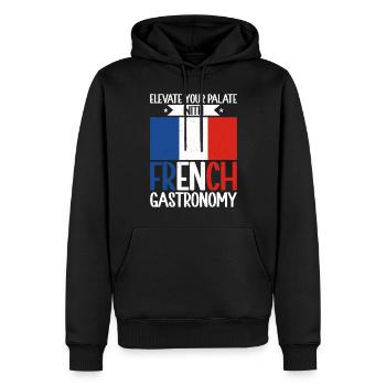 Cadeaux de cuisine française - Sweat à capuche Premium bio Homme - noir - Devant - Nico (187cm)