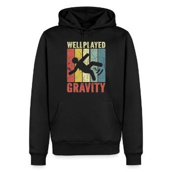 Bien joué Gravity Broken Bone Retro Vintage - Sweat à capuche Premium bio Homme - noir - Devant - Nico (187cm)