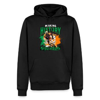 Hurling Écrire l’histoire, un hurl à la fois - Sweat à capuche Premium bio Homme - noir - Devant - Nico (187cm)
