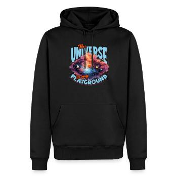 Astrofotografie The Universe Is my Playground - Männer Premium Bio Hoodie - Schwarz - Vorne - Nico (187cm)