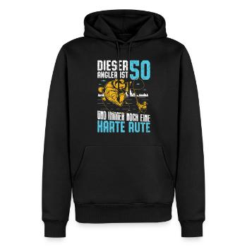 50. Angler Geburtstag Hecht Angeln - Männer Premium Bio Hoodie - Schwarz - Vorne - Nico (187cm)