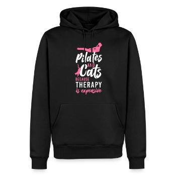 Instructeur de Pilates Enseignant Chat - Sweat à capuche Premium bio Homme - noir - Devant - Nico (187cm)