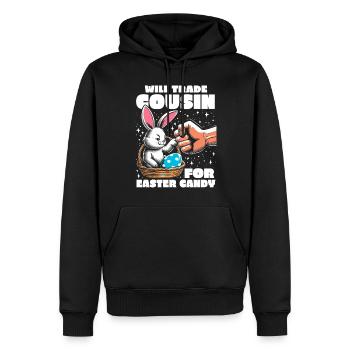 Échangera un cousin contre des bonbons de Pâques - Sweat à capuche Premium bio Homme - noir - Devant - Nico (187cm)
