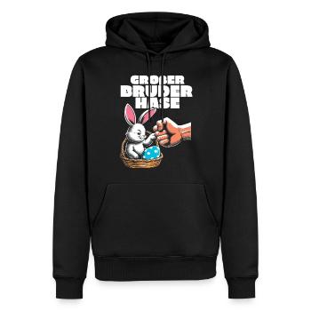 Großer Bruder Hase - Männer Premium Bio Hoodie - Schwarz - Vorne - Nico (187cm)