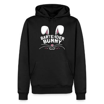 Lapin barman - Sweat à capuche Premium bio Homme - noir - Devant - Nico (187cm)