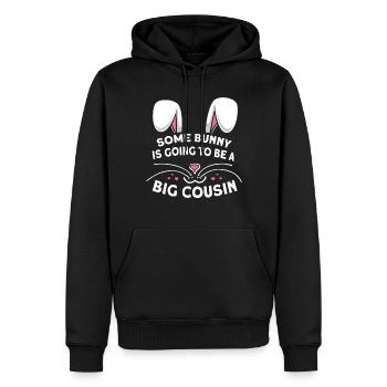 Un lapin va être un grand cousin - Sweat à capuche Premium bio Homme - noir - Devant - Nico (187cm)