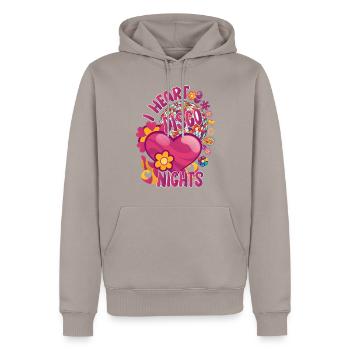 Disco Groovy Hippie 70s 80er Vintage Siebziger - Männer Premium Bio Hoodie - Taupe - Vorne - Nico (187cm)