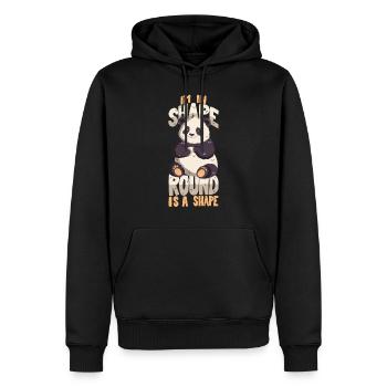 Ich bin in Form. Rund ist eine Form. - Männer Premium Bio Hoodie - Schwarz - Vorne - Nico (187cm)