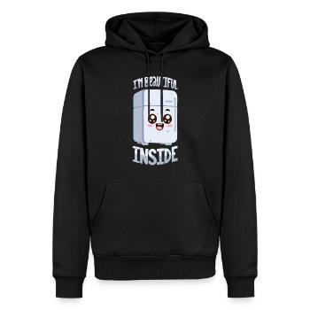 Wunderschön im Inneren - Männer Premium Bio Hoodie - Schwarz - Vorne - Nico (187cm)