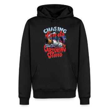 Astrophotography Chasing comets and capturing stars - Men’s Premium Organic Hoodie - black - Front - Nico (187cm)