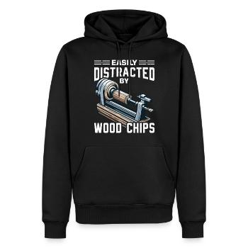 Facilement distrait par les copeaux de bois Tour - Sweat à capuche Premium bio Homme - noir - Devant - Nico (187cm)