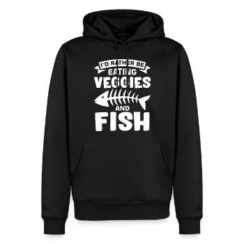 Je préfère manger des légumes et du poisson - Sweat à capuche Premium bio Homme - noir - Devant - Nico (187cm)