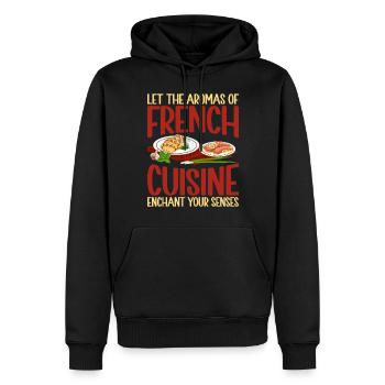 Cadeaux culinaires français - Sweat à capuche Premium bio Homme - noir - Devant - Nico (187cm)