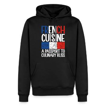 Cadeaux de cuisine française - Sweat à capuche Premium bio Homme - noir - Devant - Nico (187cm)