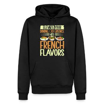 Cadeaux culinaires français - Sweat à capuche Premium bio Homme - noir - Devant - Nico (187cm)