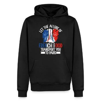 Cadeaux de cuisine française - Sweat à capuche Premium bio Homme - noir - Devant - Nico (187cm)