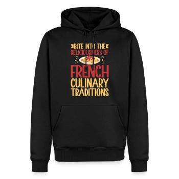 Cadeaux culinaires français - Sweat à capuche Premium bio Homme - noir - Devant - Nico (187cm)