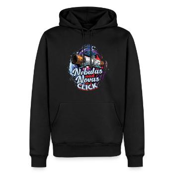 Astrophotographie Nébuleuses et novas en un clic - Sweat à capuche Premium bio Homme - noir - Devant - Nico (187cm)