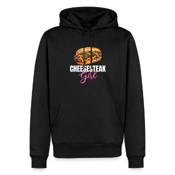 Philly Cheesesteak apparel - Männer Premium Bio Hoodie - Schwarz - Vorne - Nico (187cm)
