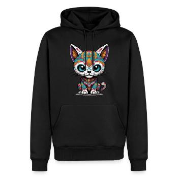 Kawaii chat emblématique Sugar Skull esthétique - Sweat à capuche Premium bio Homme - noir - Devant - Nico (187cm)