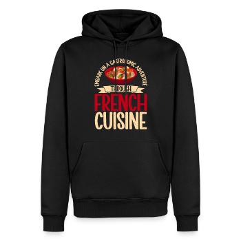 Cadeaux culinaires français - Sweat à capuche Premium bio Homme - noir - Devant - Nico (187cm)