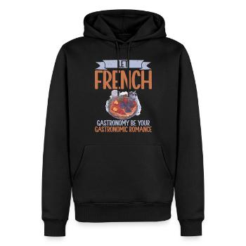 Cadeaux culinaires français - Sweat à capuche Premium bio Homme - noir - Devant - Nico (187cm)