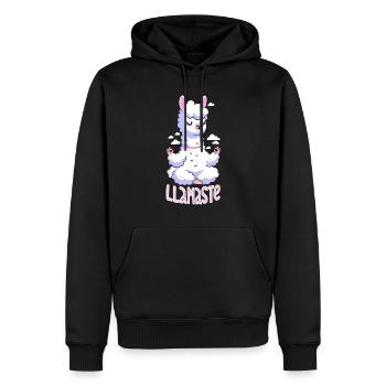 Lama meditiert - Namaste! - Männer Premium Bio Hoodie - Schwarz - Vorne - Nico (187cm)
