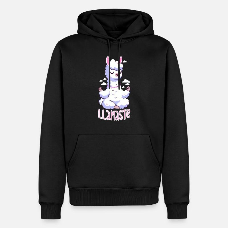 Lama médite - Namasté ! - Sweat à capuche Premium bio Homme - noir
