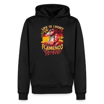 La vie est courte mais le flamenco est éternel - Sweat à capuche Premium bio Homme - noir - Devant - Nico (187cm)