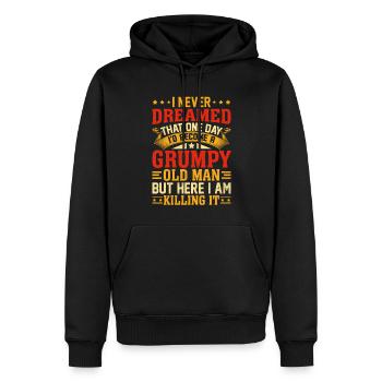 Ich hätte mir nie träumen lassen, dass ich ein mürrischer alter Mann werden würde - Männer Premium Bio Hoodie - Schwarz - Vorne - Nico (187cm)