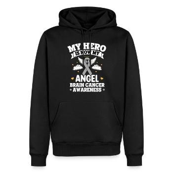 Mon héros est maintenant mon ange Sensibilisation au cancer du cerveau - Sweat à capuche Premium bio Homme - noir - Devant - Nico (187cm)