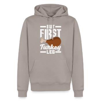 Festival de l’épée médiévale - Sweat à capuche Premium bio Homme - taupe - Devant - Nico (187cm)