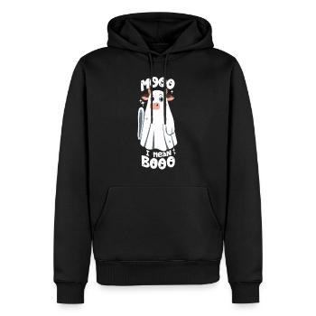 Cow Ghost / Jeu de mots d’Halloween - Sweat à capuche Premium bio Homme - noir - Devant - Nico (187cm)