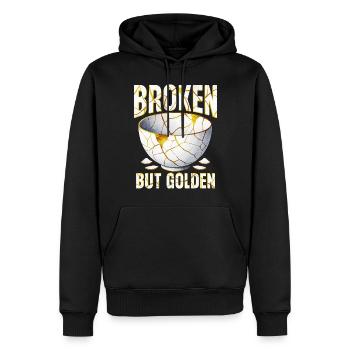 Kintsugi Kintsukuroi cassé mais doré - Sweat à capuche Premium bio Homme - noir - Devant - Nico (187cm)