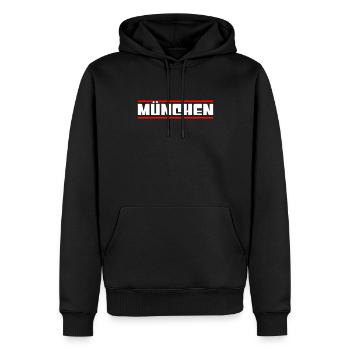 München - Männer Premium Bio Hoodie - Schwarz - Vorne - Nico (187cm)