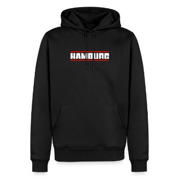Hamburg - Men’s Premium Organic Hoodie - black - Front - Nico (187cm)