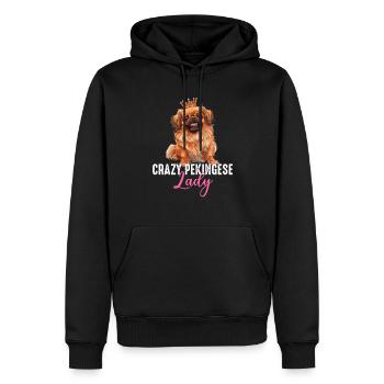 Dame pékinoise folle - Sweat à capuche Premium bio Homme - noir - Devant - Nico (187cm)