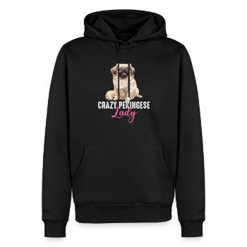Dame pékinoise folle - Sweat à capuche Premium bio Homme - noir - Devant - Nico (187cm)