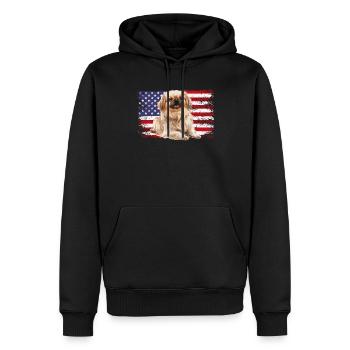 Pekingese American flag - Männer Premium Bio Hoodie - Schwarz - Vorne - Nico (187cm)
