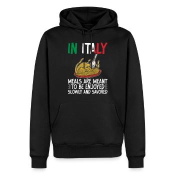 Cadeaux de cuisine italienne - Sweat à capuche Premium bio Homme - noir - Devant - Nico (187cm)