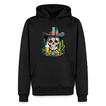 Sugar Skull Mexique Tequila Cinco de Mayo Célébration - Sweat à capuche Premium bio Homme - noir - Devant - Nico (187cm)