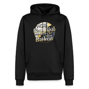 Kintsugi More Beautiful For Having Been Broken - Men’s Premium Organic Hoodie - black - Front - Nico (187cm)