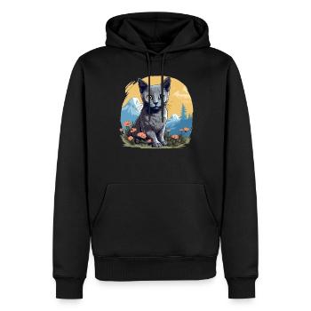 Chat bleu russe Russisch Blau Katze - Sweat à capuche Premium bio Homme - noir - Devant - Nico (187cm)