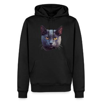 Chat bleu russe Russisch Blau Katze - Sweat à capuche Premium bio Homme - noir - Devant - Nico (187cm)