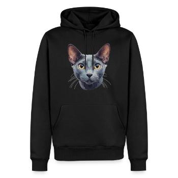 Chat bleu russe Russisch Blau Katze - Sweat à capuche Premium bio Homme - noir - Devant - Nico (187cm)