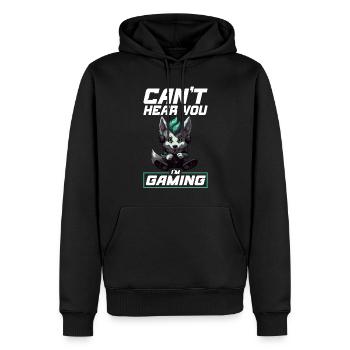 Can't Hear You I'm Gaming Wolf Video Games Gamer - Männer Premium Bio Hoodie - Schwarz - Vorne - Nico (187cm)